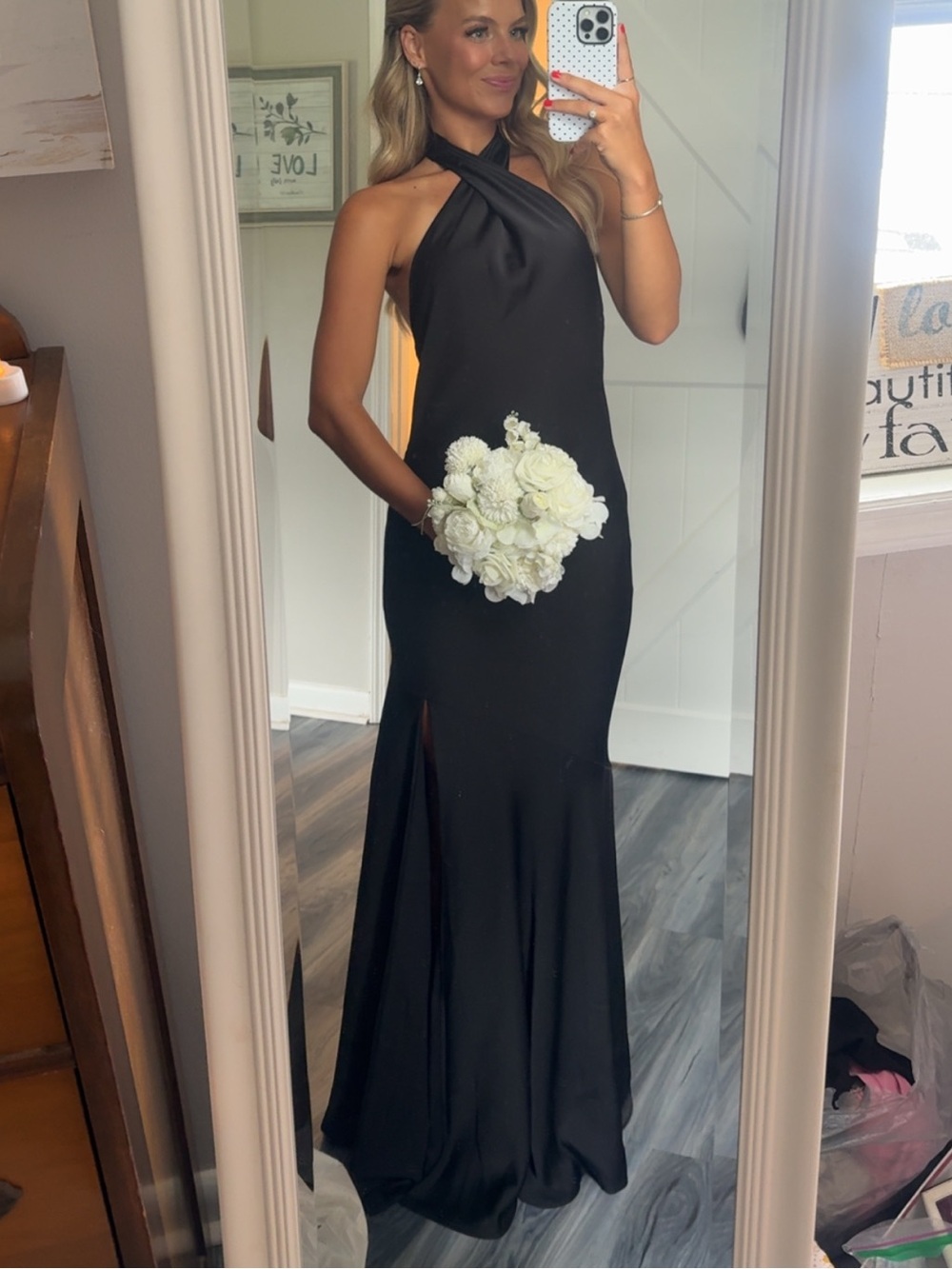 Azazie Lorena Black Halter Crisscross Mermaid Gown with Side Slit - Picture 4 of 4